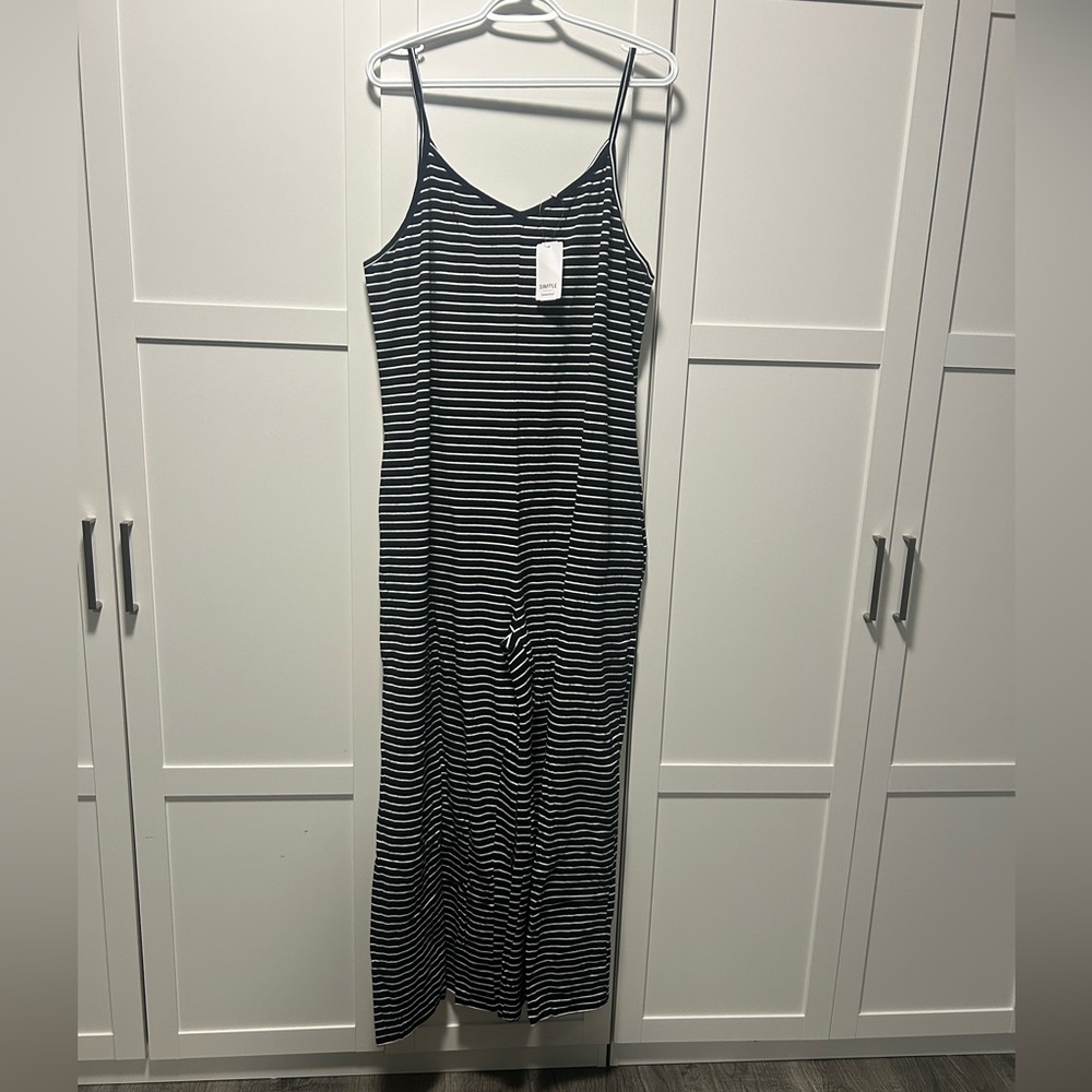 Suzanne Betro Black and White Striped Romper